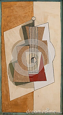 Guitar, 1919 painting by Pablo Picasso Editorial Stock Photo